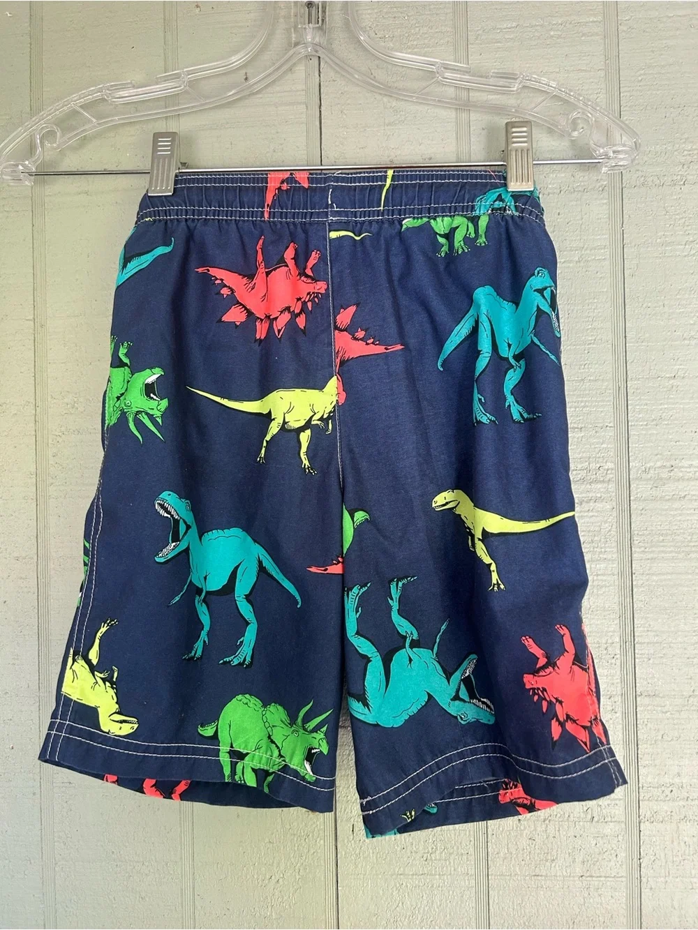 Carter's Navy Swim Trunks with Red, Green, Teal Dinosaurs